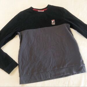 Fila Soft Black/Gray Crew neck Pull over Sweatshirt, Men's Medium